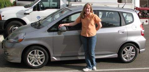 Mrs. splorp! with her 2007 Honda Fit