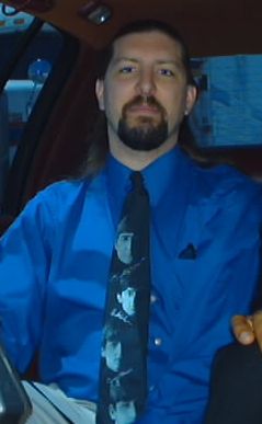splorp! with long hair, goatee and my Beatles tie